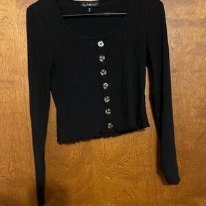 Derek Heart Black Fitted Long Sleeve Blouse